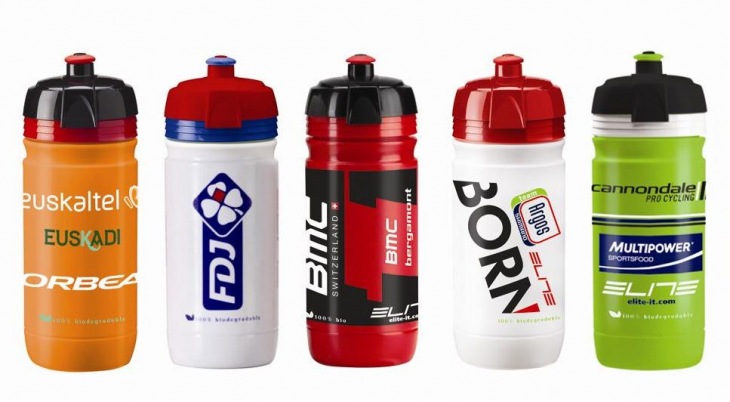 エリート CORSA TEAMボトル 2013(左からカチューシャ、エウスカルテル、FDJ.FR、BMCレーシング、アルゴス・シマノ、キャノンデール)
