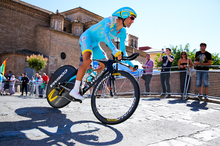 1分25秒差のステージ4位に入ったヴィンチェンツォ・ニーバリ（イタリア、アスタナ）
