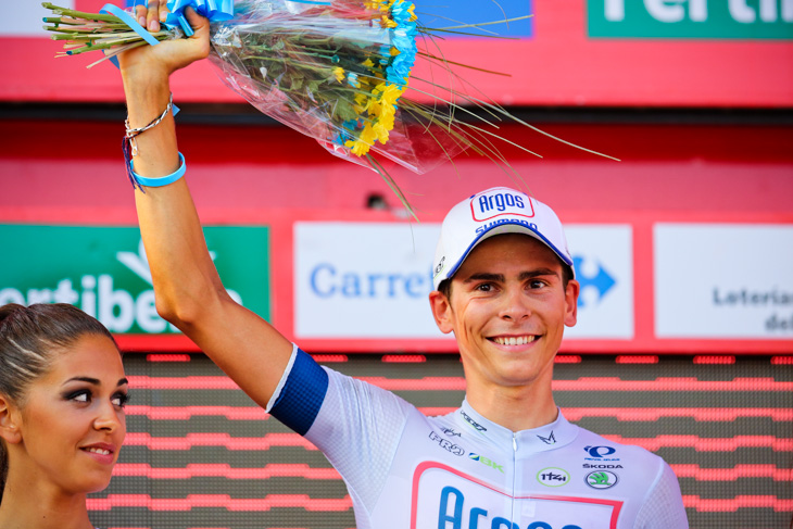 ステージ優勝を飾った21歳のワレン・バーギル(フランス、アルゴス・シマノ)