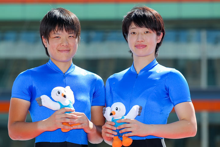 女子チームスプリント　日本記録を出した日本競輪学校Aチーム（小林優香・石井貴子）56秒333（400mx2）