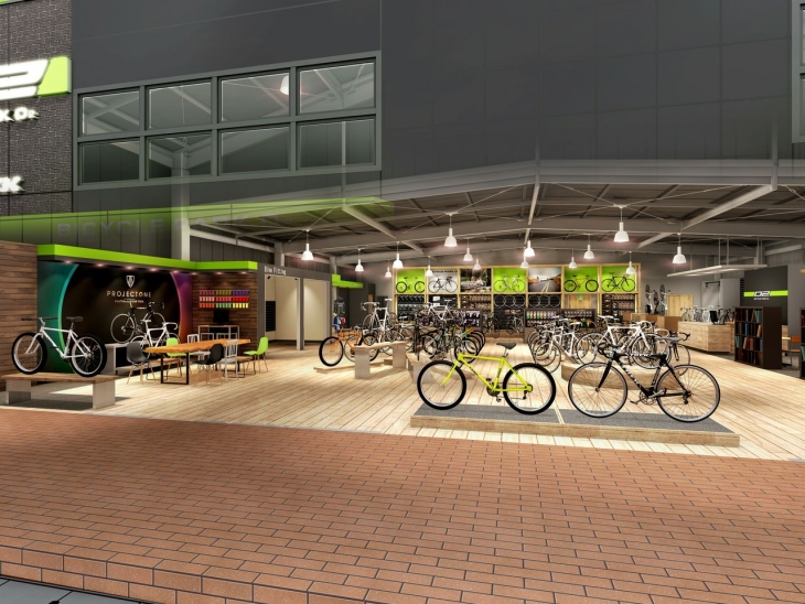 157坪と広い店内には80台の自転車が常時展示される