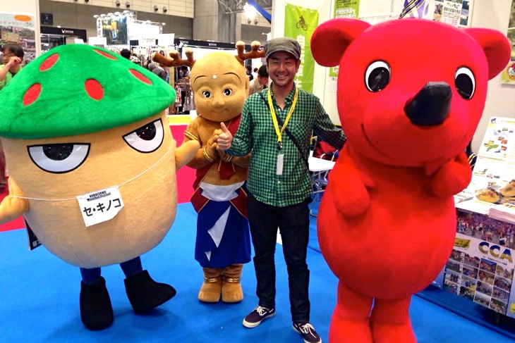 「サイクルツーリズム」を打ち出す各地方自治体がブースを出展。ゆるキャラも参加した