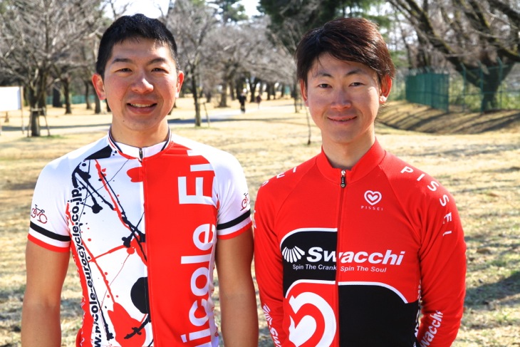 宗吉貞幸（右、SPORTS CYCLE SHOP Swacchi）、澤村健太郎（左、Nicole EuroCycle 駒沢）