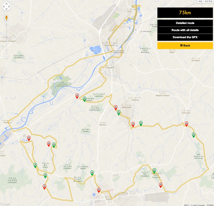 ロンド・ファン・フラーンデレン・シクロ 75kmコースマップ