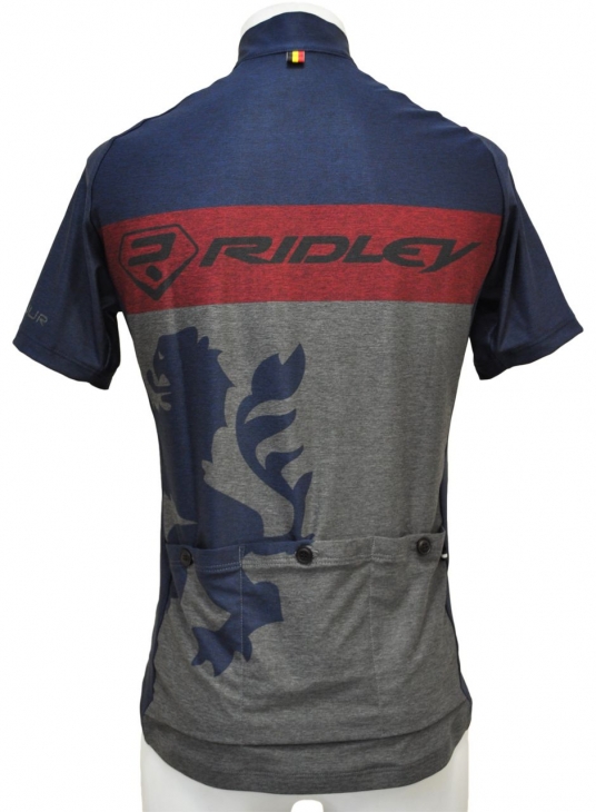 カペルミュール 半袖ジャージ 杢グレー RIDLEY コラボ (レッドネイビー、背面)