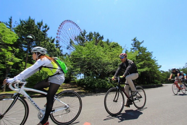 葛西臨海公園の中を走り抜ける