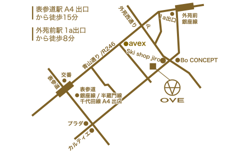 会場となるOVE南青山へのアクセスMAP