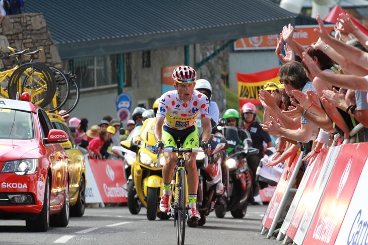 超級山岳プラダデで逃げ切りステージ2勝目を挙げたラファル・マイカ(ポーランド、ティンコフ・サクソ)