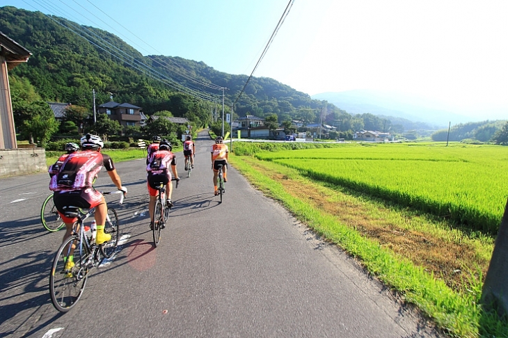 田園風景の中を走っていく