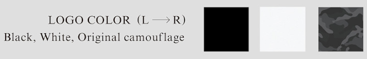ブラック、ホワイト、カモフラージュの3色から選べるロゴカラー