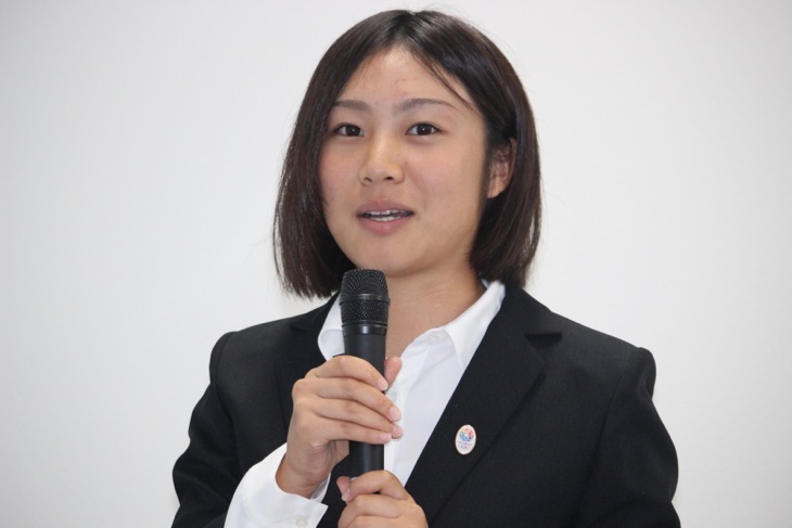 「リオ五輪参加権を獲得できるように走りたい」と語る坂口聖香選手(日本体育大学)