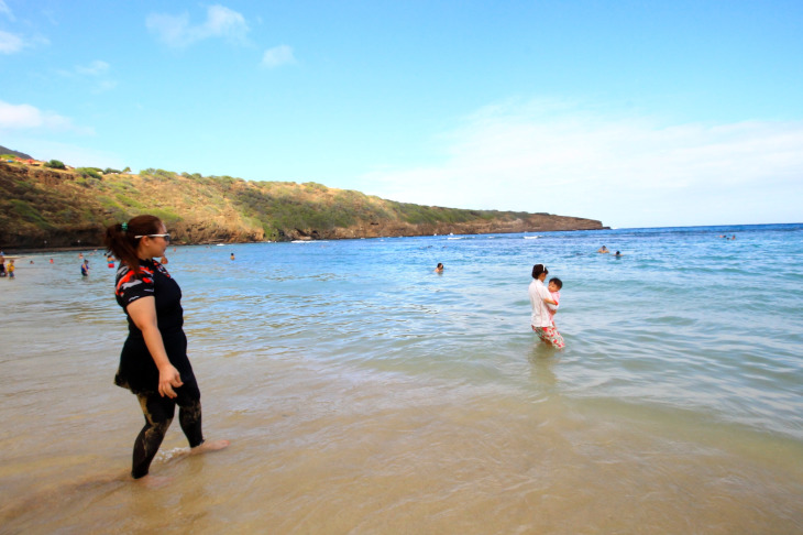 海に入るべきか諦めるべきか悩む