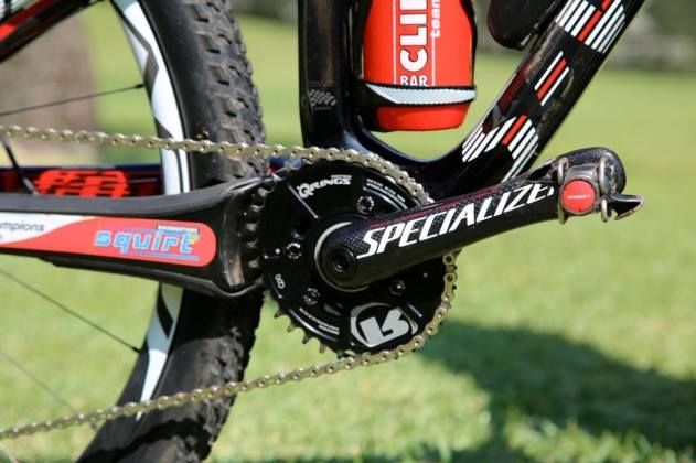 2013年のMTBマラソン世界王者クリストフ・サウザー(スイス)のバイクに取り付けられたQ-RINGS