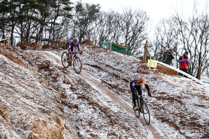 男子ジュニア　先頭で1周目を走る山田将輝（PAX PROJECT）と竹内遼（WESTBERG/ProRide）