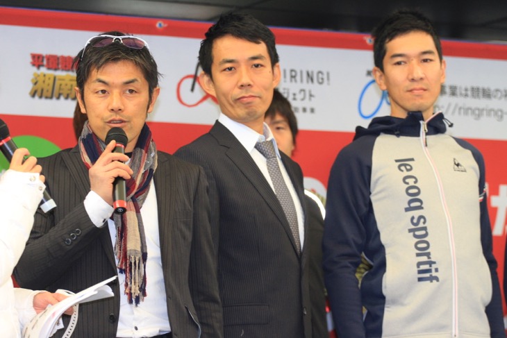 宮澤崇史監督、加地邦彦(スポンサー兼選手)、福田昌弘(トレーナー兼選手)