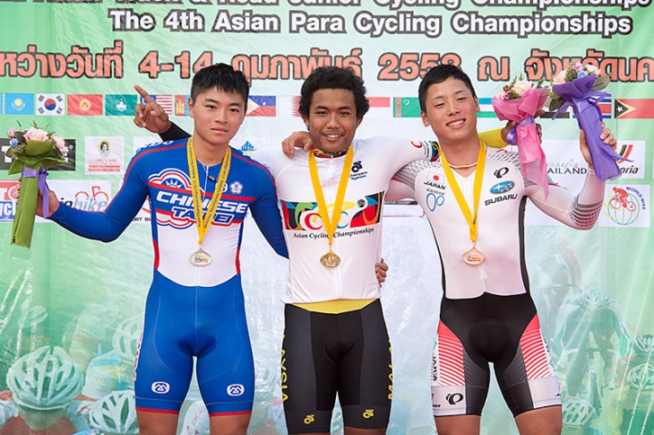 男子ジュニア1kmタイムトライアル 3位銅メダルの南潤(和歌山・和歌山北高校)