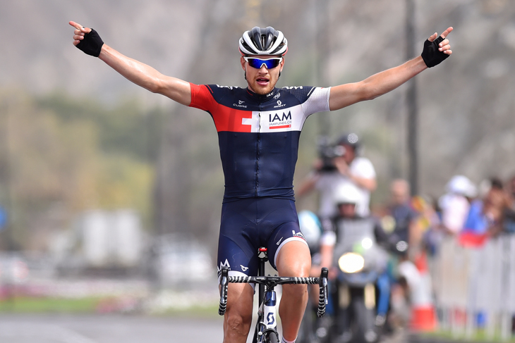 逃げメンバーを振り切って勝利したマティアス・ブランドル(オーストリア、IAMサイクリング)