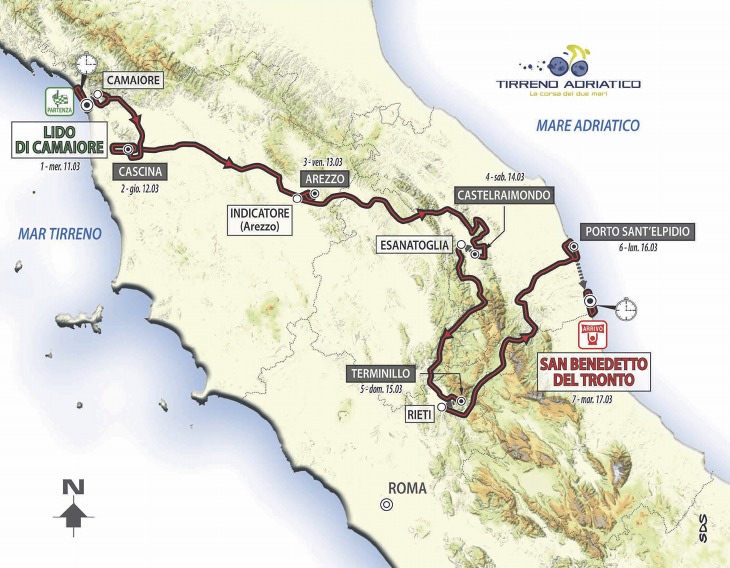 ティレーノ〜アドリアティコ2015　コースマップ