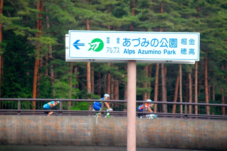 公園内のアーチを渡っていく