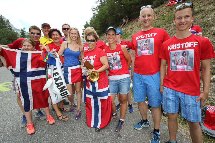 アレクサンダー・クリストフの応援をするノルウェーのファンたち