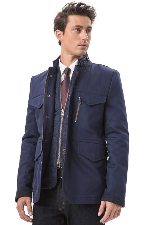 LIGNE8 SLUB TWILL BRISTOL JACKET WITH INNER QUILTED JACKET（FrenchBlue）