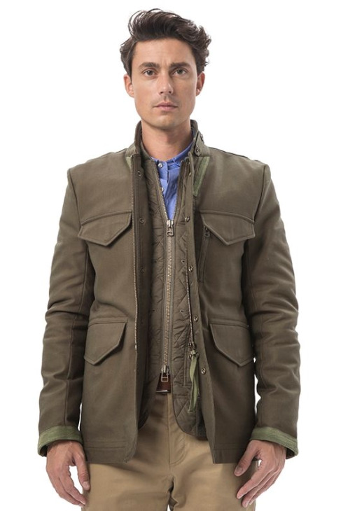 LIGNE8 SLUB TWILL BRISTOL JACKET WITH INNER QUILTED JACKET（Olive）