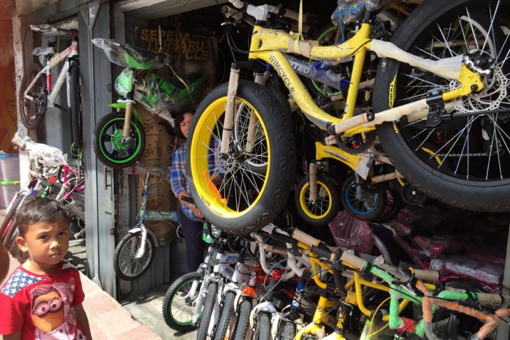 見渡す限り、ズラリと自転車のお店ばかりが並ぶ商店街。こんな街もあるのだ
