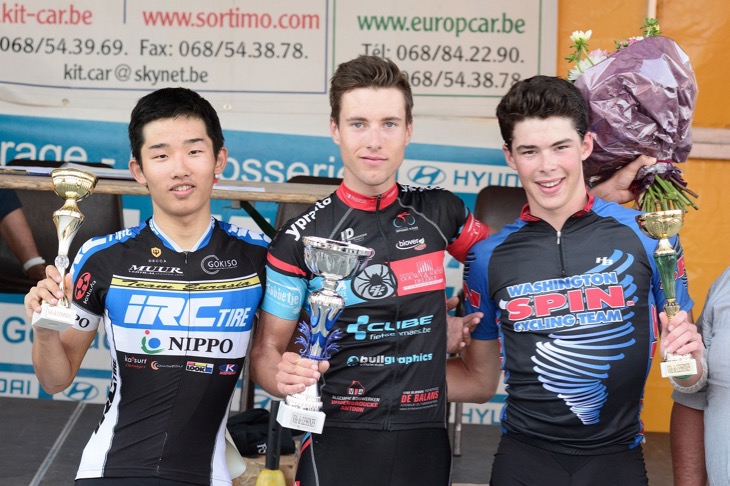2015年8月12日に行われたGP DES CARRIERES - KERMESSE DU CAYOTEU(ジュニアカテゴリー)で2位に入った大町健斗