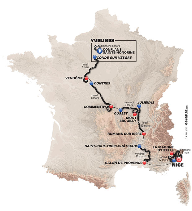 パリ〜ニース2016コースマップ