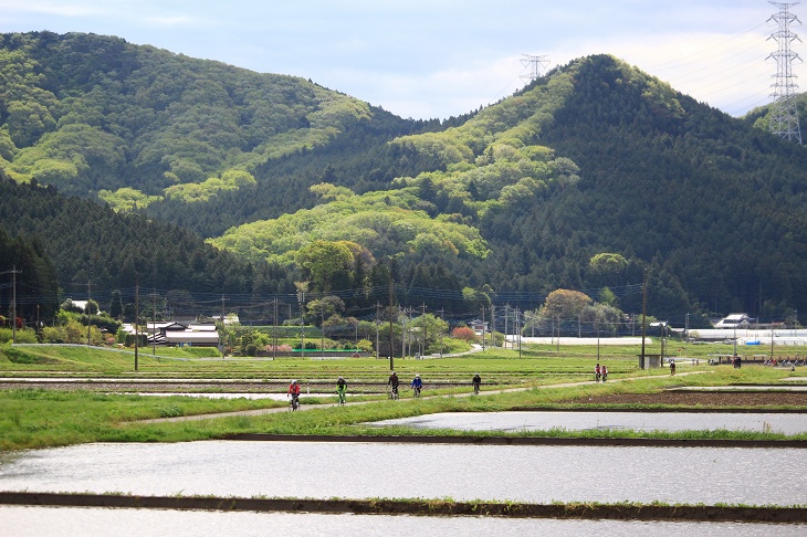 水田と里山が広がる「日本」といった趣