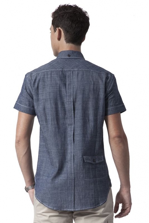 LIGNE8 BUDAPEST SHORT SLEEVE CHAMBRAY SHIRT