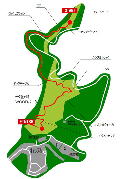 やまぐち十種ヶ峰国際ダウンヒル　Coupe du Japon、UCIレース　コース図