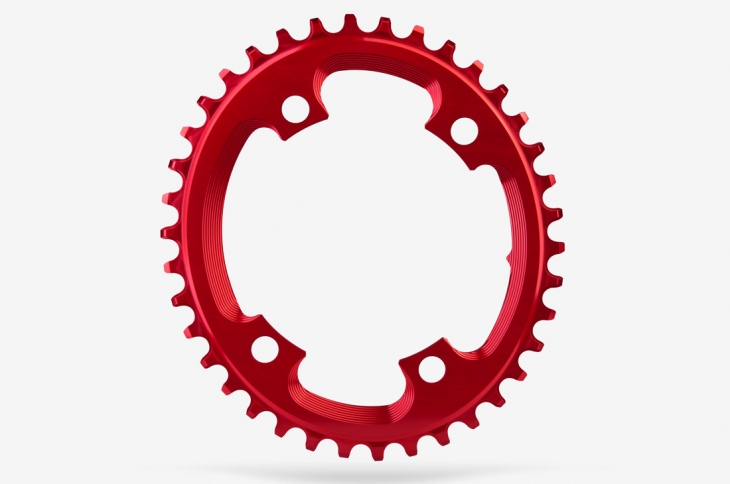 アブソリュートブラック CX OVAL 110/4 BCD N/W TRACTION CHAINRING(レッド)