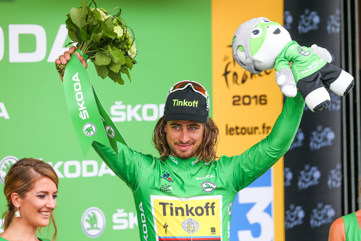 2016年ツール・ド・フランスでマイヨヴェールを獲得したペテル・サガン（スロバキア、当時ティンコフ）