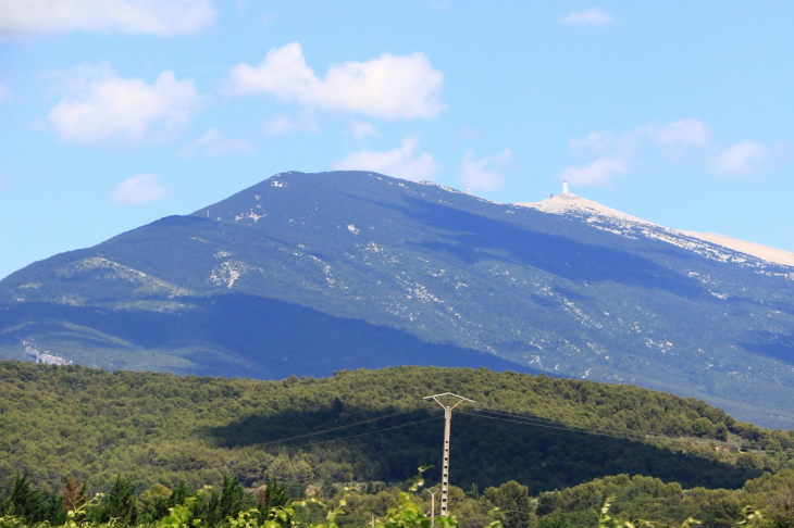 右の白い山がモン・ヴァントゥー。「プロヴァンスの巨人」という異名も持つ。
