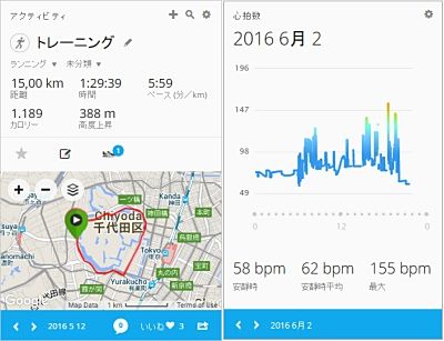 走行ログと心拍を1つのデバイスで記録することが可能となった