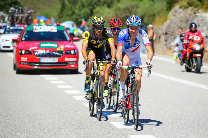 3級山岳フォンテフリア峠の頂上に向かうローラン・ピション(フランス、FDJ)