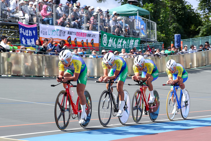 男子4kmチームパーシュート　決勝　1位　群馬県（倉林、小林、篠田、青木）4分24秒253（予選時）