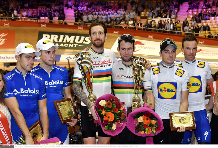 総合優勝に輝いたブラドレー・ウィギンズとマーク・カヴェンディッシュ(イギリス)