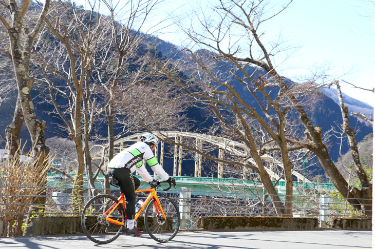 左手前方に見えてきたのが”深山(みやま)橋”。こちらは昭和27年竣工の65歳。ランガー桁橋形状。