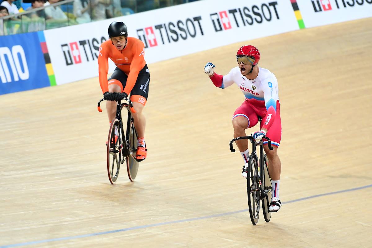 男子スプリントで優勝したデニス・ドミトリエフ(ロシア)