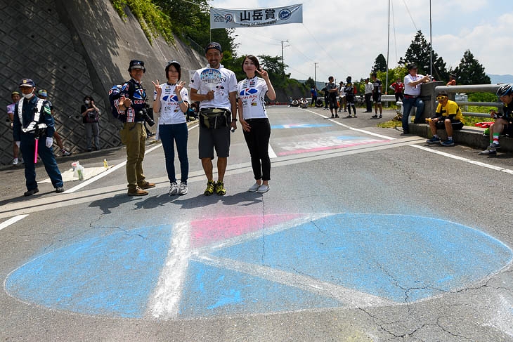 いなべをホームステージとするキナンサイクリングチームのロードペイントとキナン応援団