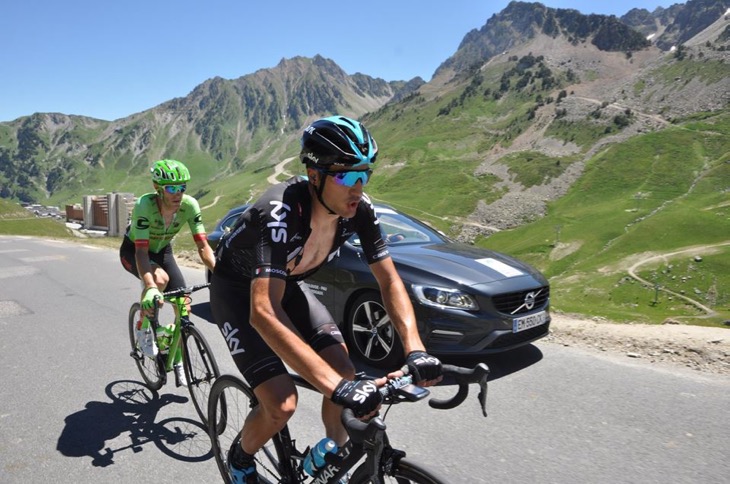 第3ステージ　逃げるジャンニ・モスコン（イタリア、チームスカイ）とピエール・ロラン（フランス、キャノンデール・ドラパック）