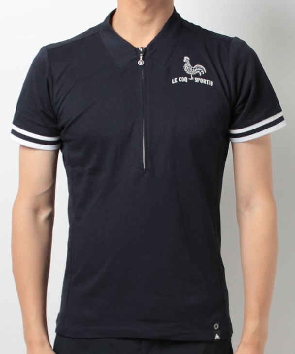 ルコックスポルティフ ヴェロジップ半袖ポロシャツ（QCT-710171、ネイビー）