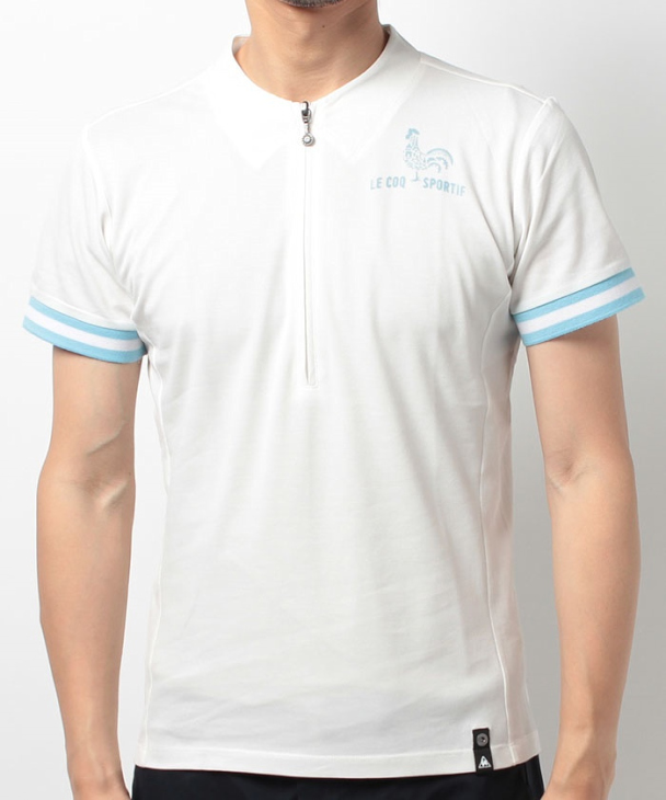 ルコックスポルティフ ヴェロジップ半袖ポロシャツ（QCT-710171、ホワイト）