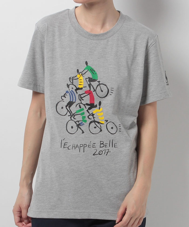 ルコックスポルティフ 2017ツールドフランス：ファンTシャツ（QL-0375TDF、ライトグレー）