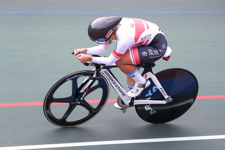 女子3kmインディヴィデュアルパーシュート　梶原悠未（筑波大）3分46秒917（予選時）