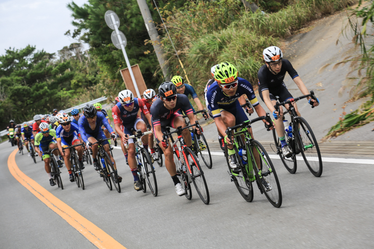 東海岸のアップダウンコースを行く市民210km  40人近い人数が大集団に残った