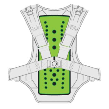 バックパック内にプロテクターを装備することでライダーのみの安全を守る