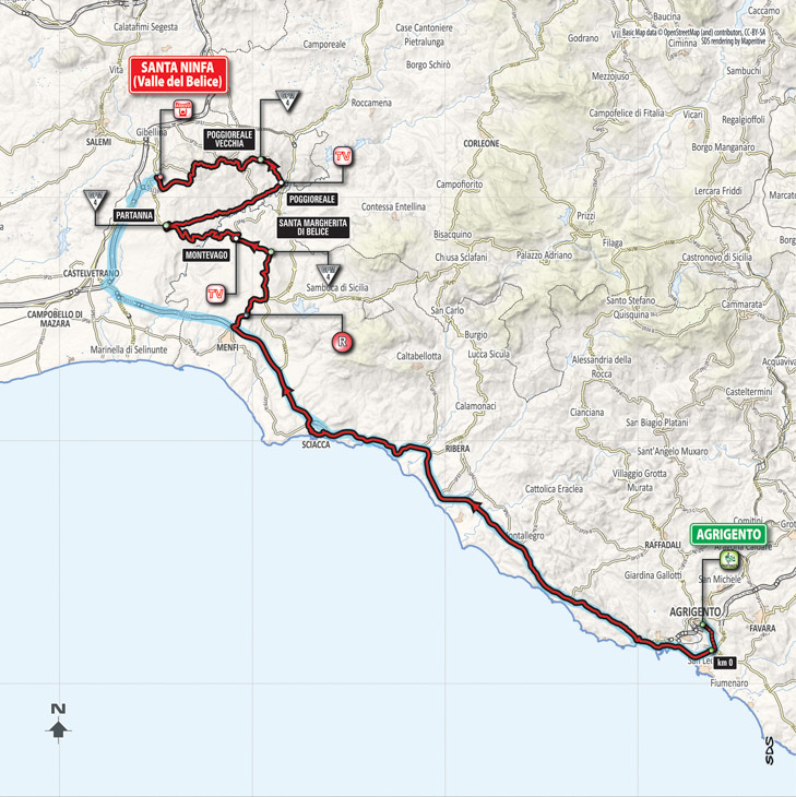 5月9日（水）第5ステージ　アグリジェント〜サンタニンファ　153km　☆☆☆